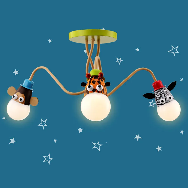 Sala de Crianças Lâmpada do Teto Criativo dos Desenhos Menino Menina Quarto Animados Animal Cabeça Luz Teto Led 3 Sala de crianças menino menina quarto lâmpada