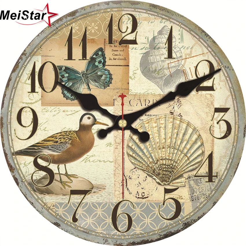 

MEISTAR Nature Scenery Wall Clocks Flower Magpie Design Fashion Silent Living Study Office Room Decorative Art Wall Clocks 2018
