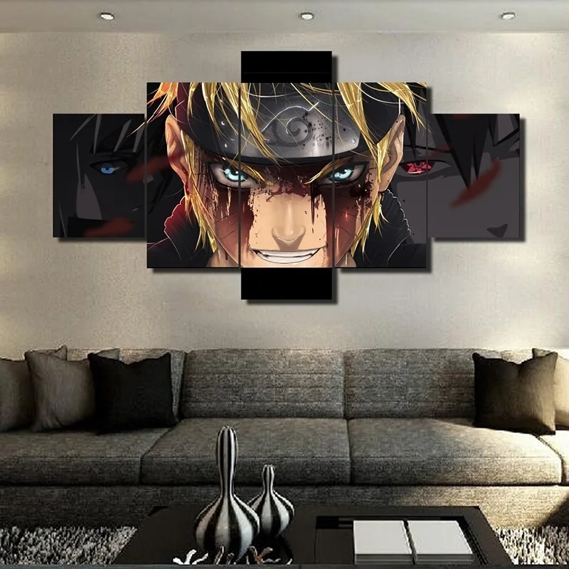 

5 Pieces Home Decor Wall Art HD Printed Naruto Anime Canvas Paintings Wall Art for Bedroom Living Room Wall Decor Unframed