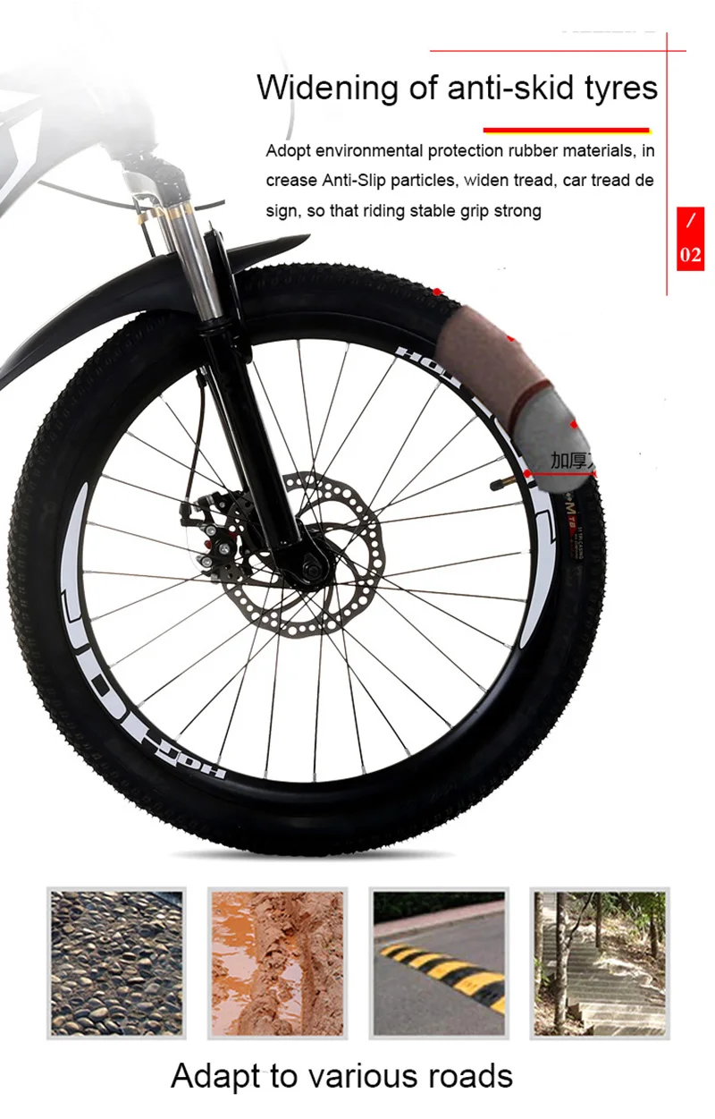 Top Adult Mountain Bike 24-Inch Single-Speed Two-Disc Brake Shock Absorber Student Mountain Bike 3