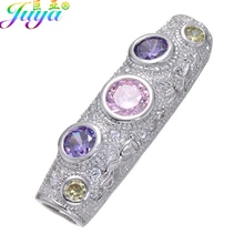Juya DIY gökkuşağı Spacer göz alıcı boncuk malzemeleri el yapımı kavisli tüp boncuk boncuk doğal taşlar İnciler takı yapımı