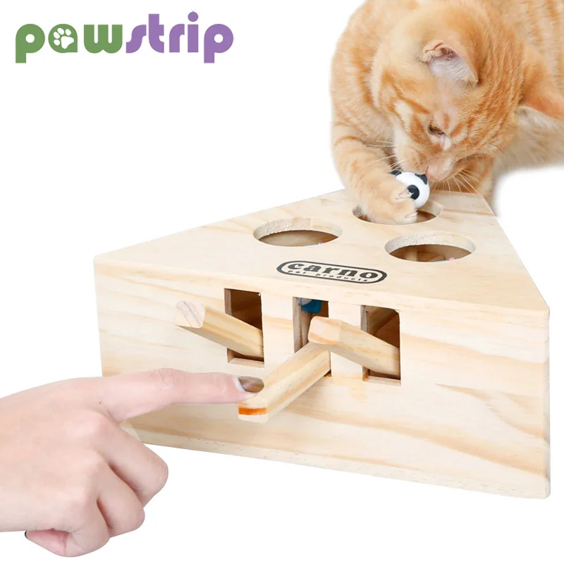 Игрушка для кошек из твердой древесины котенок Чейз мышь Интерактивная