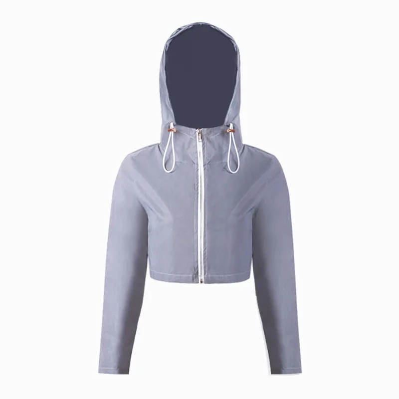 Sexy Club Crop Top Flash Reflective Hoodie For Women Fashion Streetwear Zipper Glitter Blouses 2019 Autumn Winter