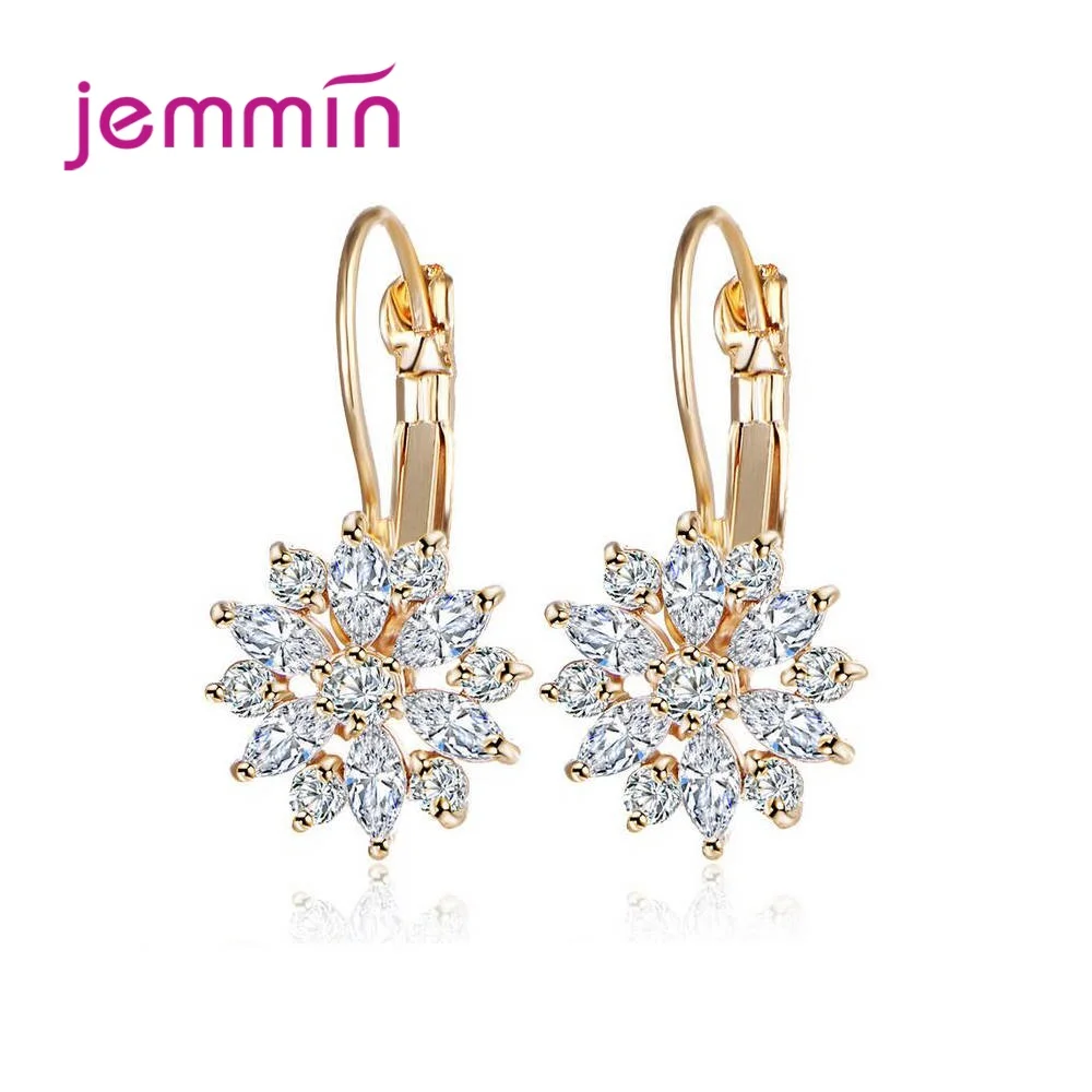 

Latest Flower Design Earrings 925 Sterling Silver Austrian Crystal New Arrival Sparkling Cubic Zircon Stone Bijoux Summer Sale