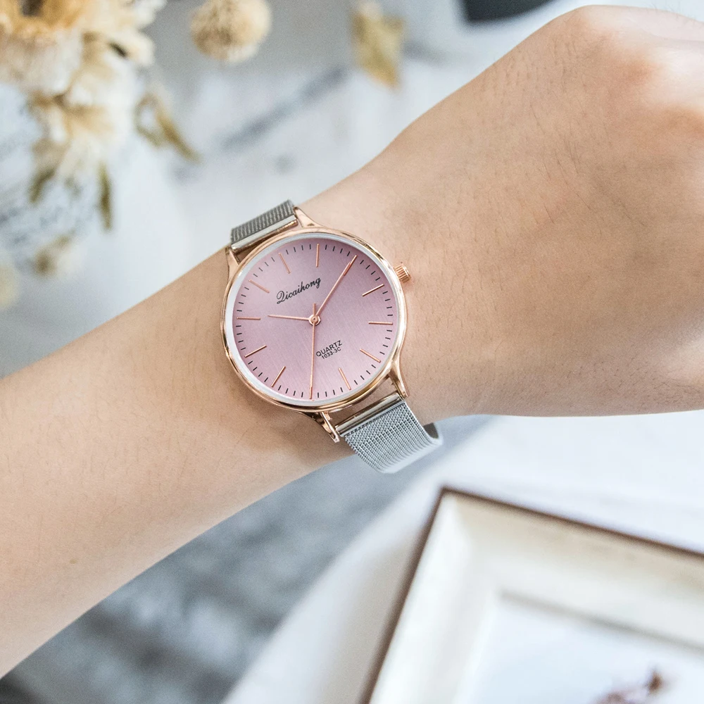 Женские часы-браслет, роскошные часы с серебристым металлическим ремешком, кварцевые часы, модные женские часы из розового золота, креативные популярные женские часы