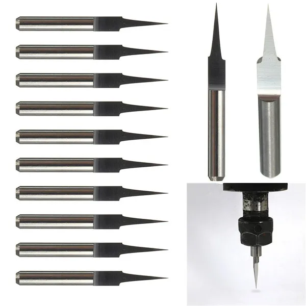 

Best Price 10Pcs 3.175mm Tungsten Steel V Shape Carbide PCB Engraving Bits CNC Router Tool 10 Degree 0.2mm Machine Accessories