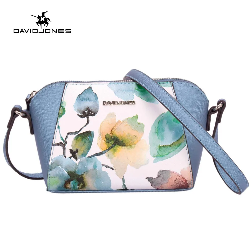 

DAVIDJONES women messenger bags faux leather female handbag small lady floral shoulder bag girl brand crossbody bag drop shippin