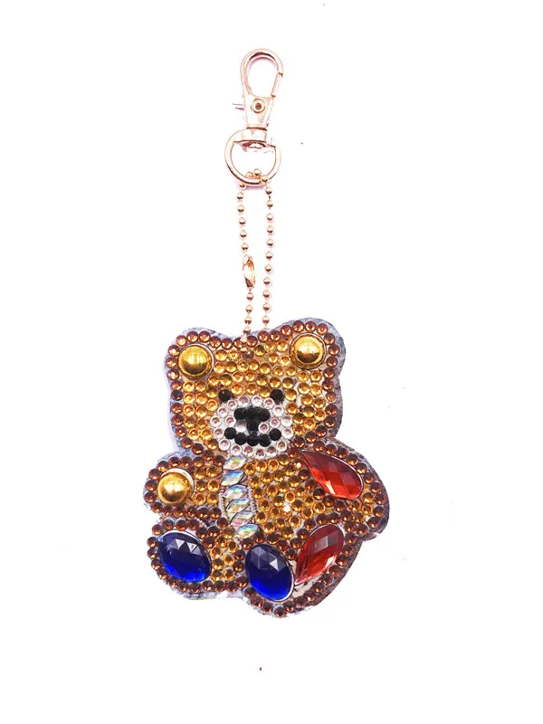 Diy брелок с медведем 5d, полностью изготовленный на заказ, алмазная живопись, брелки для женщин, сумка, подарок на Рождество, день рождения, DS016