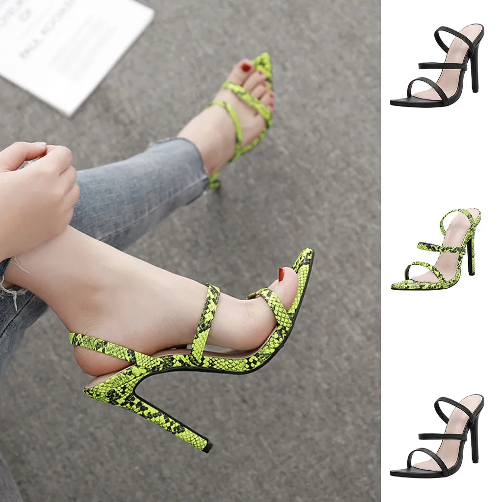 

Solid Colors And Animal skin Prints Super High Spike Heels Women's Pointed Toe Cross Strap Sandals Fashion Rome Style Shoes