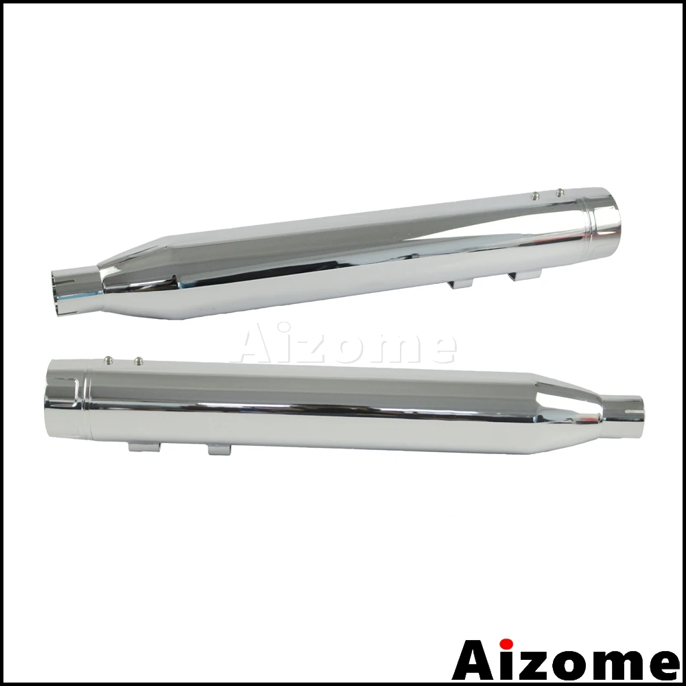 

Motorcycle 51mm Slip-On Exhaust Mufflers Chrome Exhaust Pipes Silencer For Harley Touring 95-Later Road King Street Road Glide