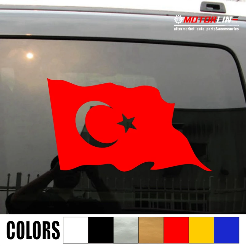 

Turkey Flag Decal Sticker Waving Car Vinyl Turkish pick size color no bkgrd a