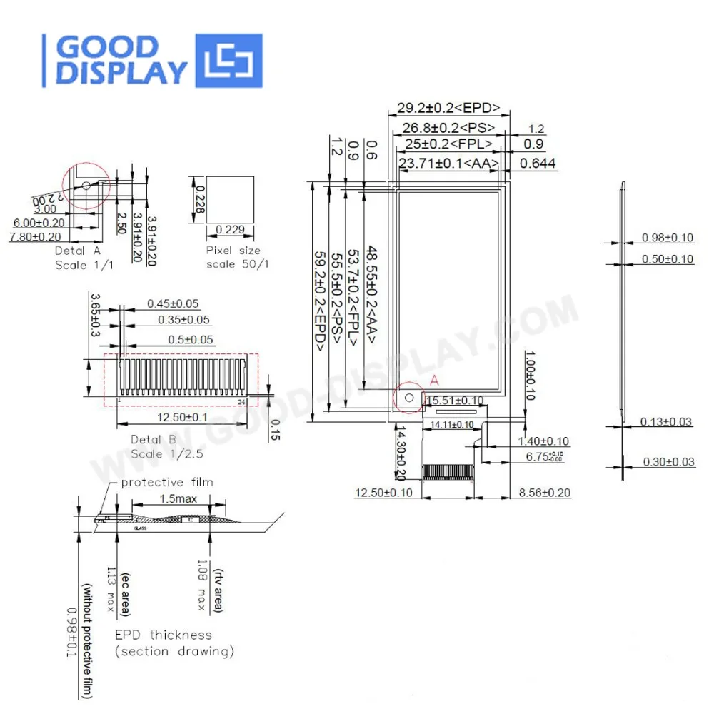 2,13 inch на каждый день, 3 цвета E-ink дисплей GDEW0213Z16 с разъемом HDMI Плата электронные чернила