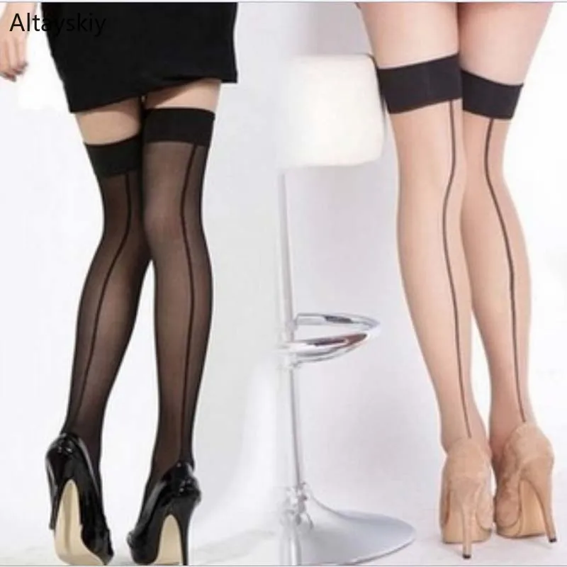 

Stockings Women Over Knee Ultra-thin Vertical Line Pantyhose Party Thin Body Shaped Stylish Slim Ladies Elegant Comfortable Chic