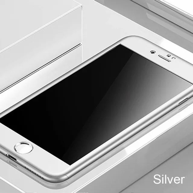 360 Полный чехол для телефона для iPhone X 8 6 6s 7 Plus 5 5S SE PC защитный чехол для iPhone 7 8 Plus XS чехол для MAX XR со стеклом - Цвет: Silver