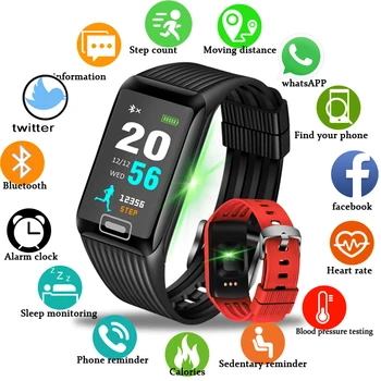 

LIGE 2019 New Sport Smart Bracelet Men IP67 Waterproof Fitness Watch Blood Pressure Heart Rate Monitor Information Reminder +Box
