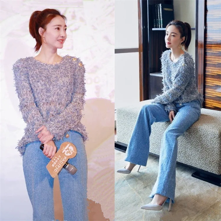 New Korean Version of Spring Dress In 2019 Is A Pure-color Self-cultivation Retro-style Bright Silk Knitted Sweater Women