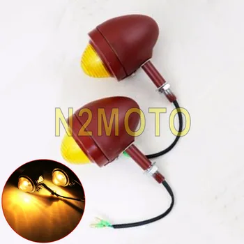 

2 PCS Red Retro Motorcycle Bullet Turn Signal Light Amber Flasher Indicator Blinker for BMW M71 M72 R12 R75 R51 K750 KS750 Ural