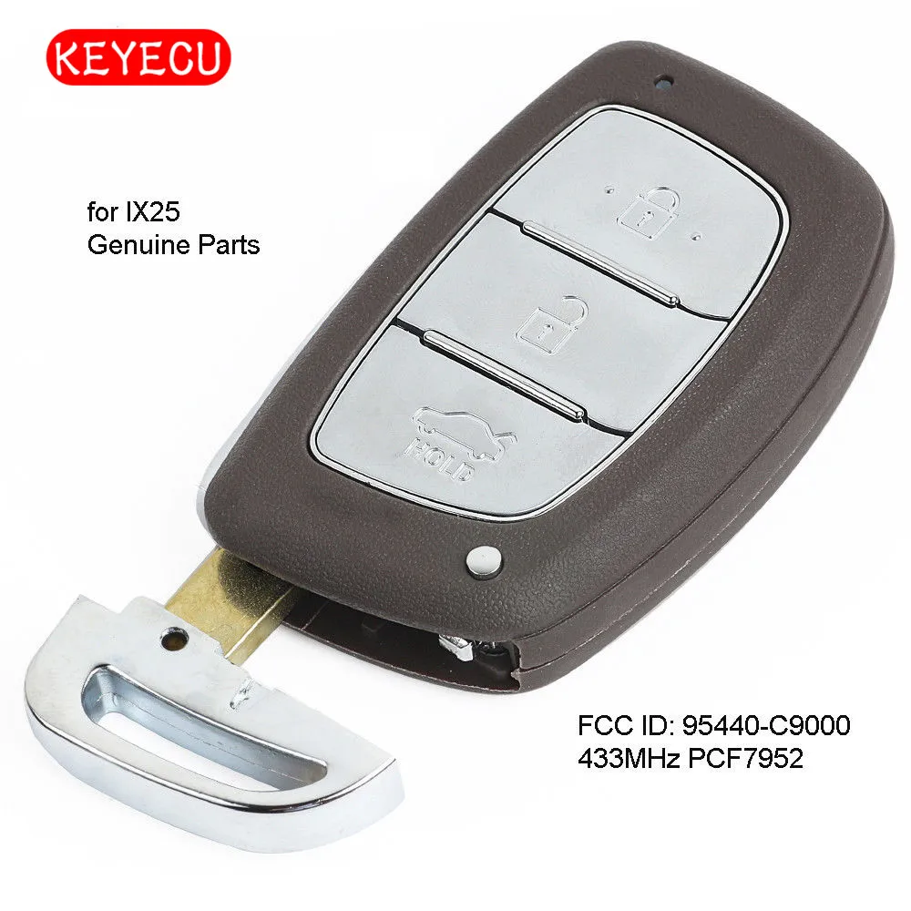 Оригинальный телефон Keyecu OEM с тремя кнопками 433 МГц PCF7952 для Hyundai IX25 2013 2015|Ключ от