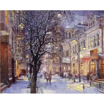 

Diy digital oil painting calligraphy by numbers acrylic coloring picture by number wall canvas drawing snow winter