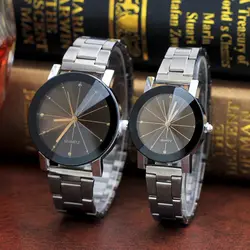 Стильные кварцевые часы для влюбленных черный сталь минималистский Творческий Wo для мужчин s наручные часы для мужчин Diamond Часы