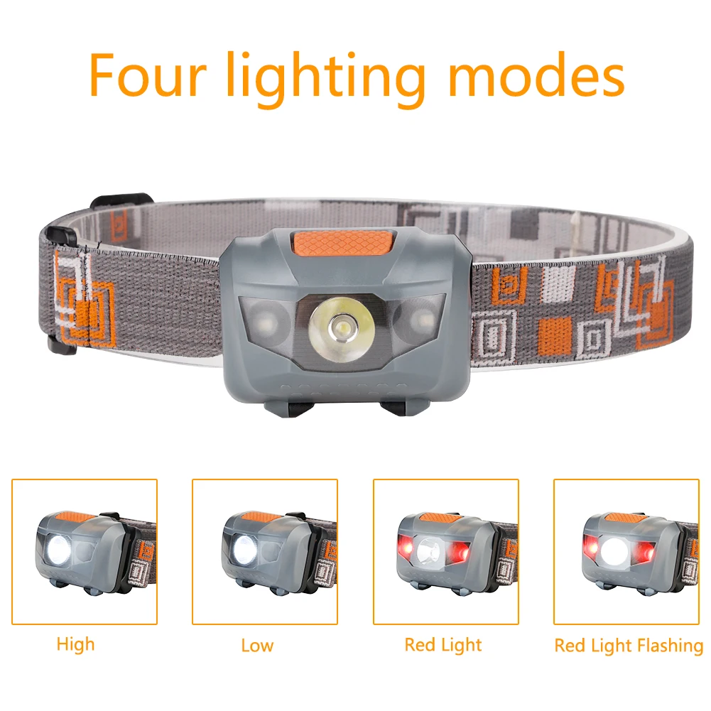 Eletorot светодиодный налобный фонарь, головной светильник, супер яркий Головной фонарь, 4 режима, шлем, светильник для бега, кемпинга, туризма, рыбалки, 3 батарейки AAA