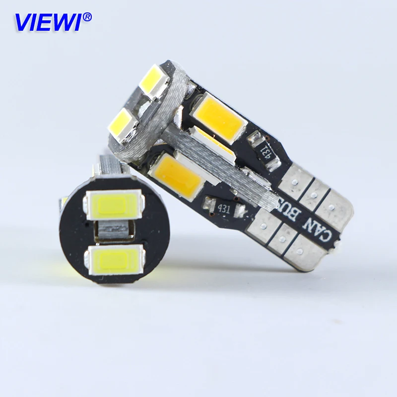 

Viewi 10X Warm/Pure white T10 led car lights Dc 12V Canbus high bright smd 5730 10 leds 2W Auto Parking Side License Plate Bulb