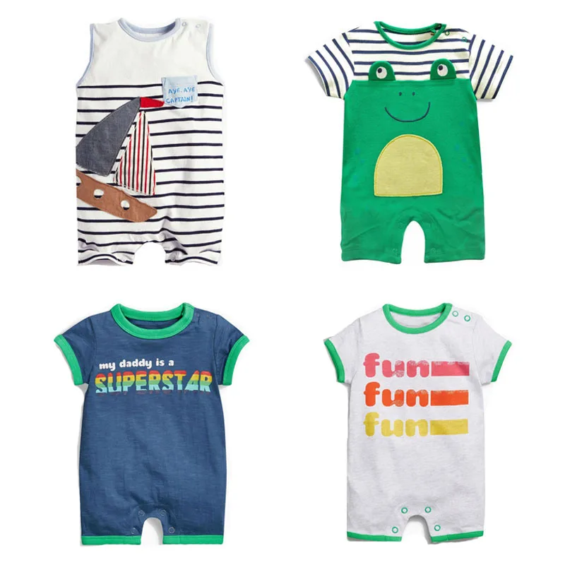 New 2019 Summer 100% Cotton Ropa Bebe Brand Newborn Baby Boys Clothing Creepers Jumpsuits Short Sleeve Rompers Clothes |