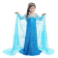 Halloween costume for kids COSPLAY Children Snow Queen Girls Elsa Princess Dress Long Sleeve Sequin Dress Infant Kids Clothes muababy girl anna dress up clothes with cape children long sleeve floral applique snow queen cosplay costume for halloween party