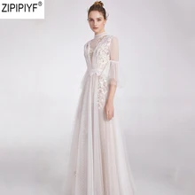 Высокое качество новое летнее женское винтажное кружевное элегантное платье с круглым вырезом и рукавом 3/4 тонкое вечернее платье длиной до пола C1324