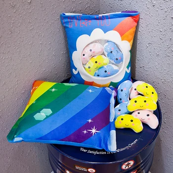 

candice guo plush toy cartoon pillow stuffed doll cloud Rainbow small love you package cushion pocket 6pcs/bag birthday gift 1pc