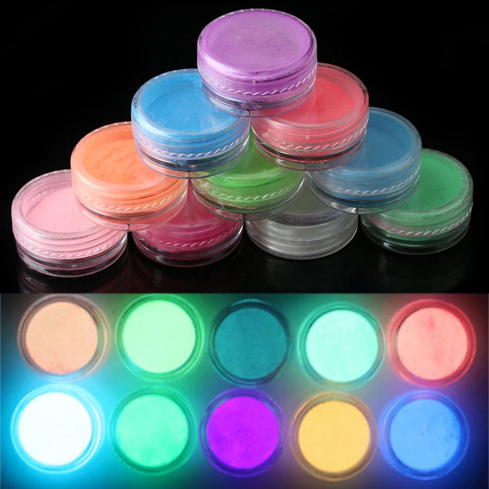 Us 3 43 34 Off 10 Pcs Set Neon Colors Nail Powder Dust Ombre Nail Glitter Gradient Glitter Iridescent Acrylic Powder Colorful Nail Art Decor In Nail