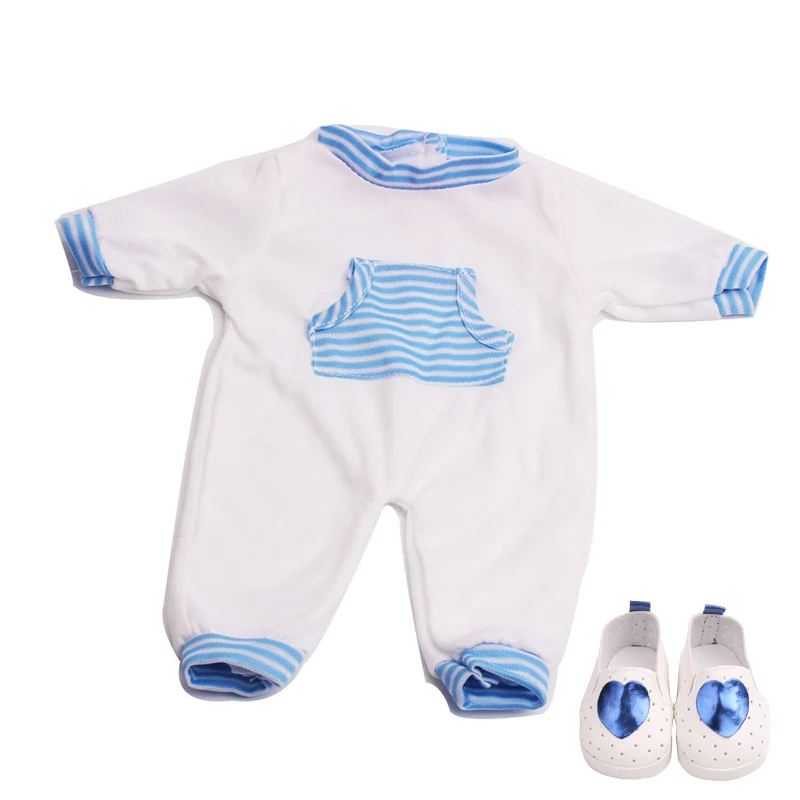 18 inch Girls doll clothes Fashion suit pajamas set with shoes American born dress Baby toys fit 43 cm baby dolls c642