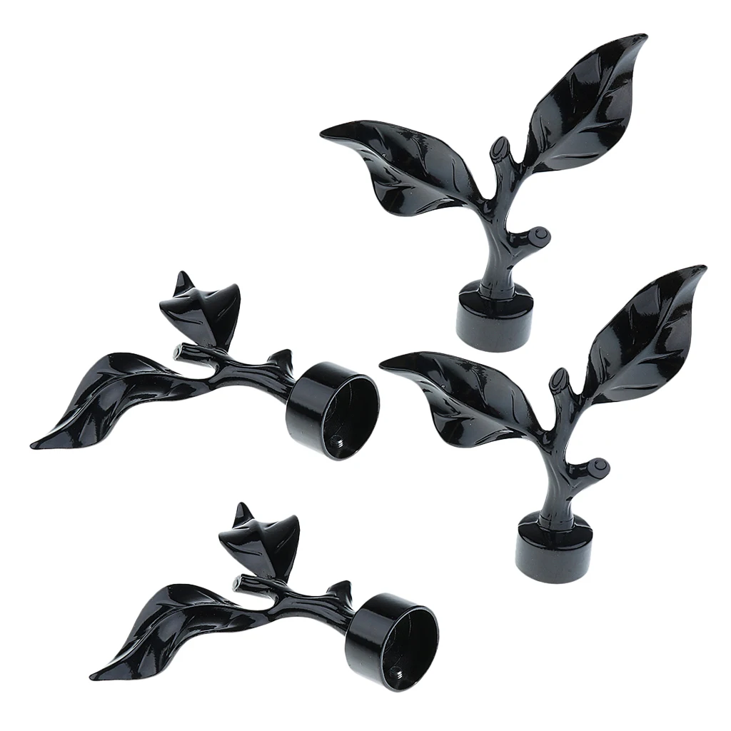 4PCS 28m Curtain Panel Rod End Cap Finial Head For Home Window Decor Black