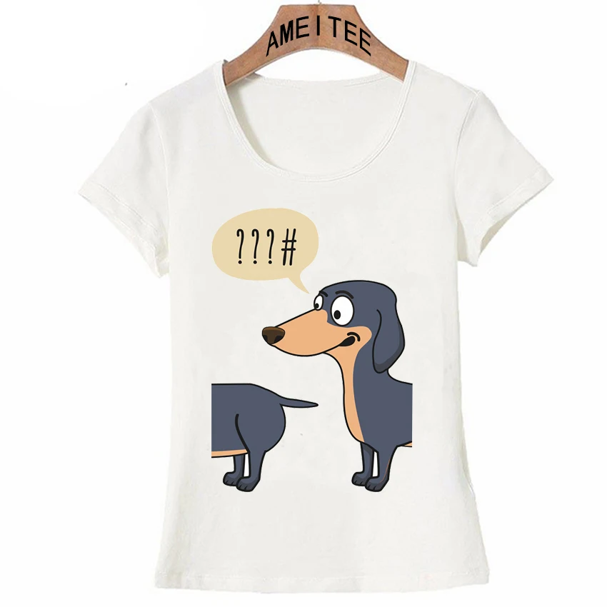 

Novelty Dachshunds Dog Look Back T-Shirt Summer Fashion Women T Shirt Funny Animal Print Tops Female Casual Tees