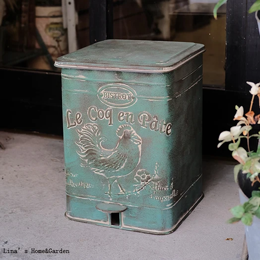 foot pedal metal zinc handcrafted vintage dustbin box