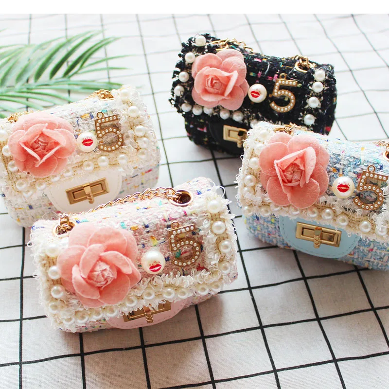 

2018 New Children Party Handbags Kids Girls Princess Flowers Pearl Crossbody Shoulder Bags Lolita Baby Messenger Bag 3pcs