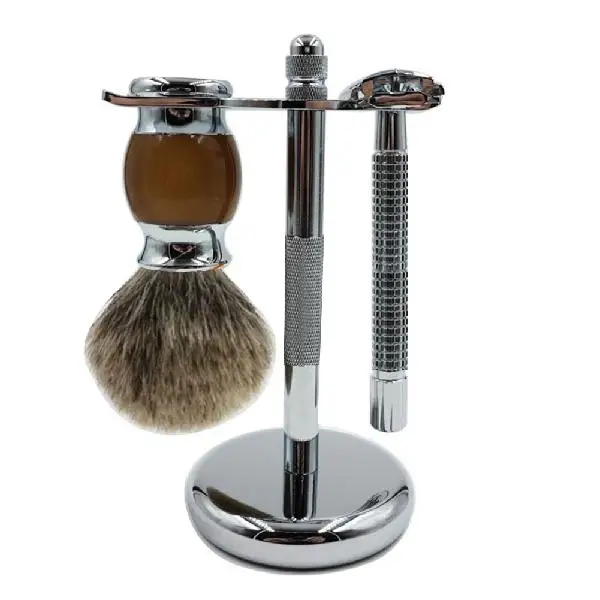

BellyLady 3 Pcs/ Set Manual Shaver Set Safe Razor Shaving Brush Stand Holder Set for Shaver