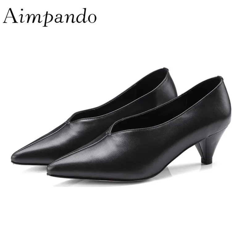

Pumps Women Spring 2018 New Chic Spike Heel Low Front British Style Pointed Toe High Heels Zapatos Mujer