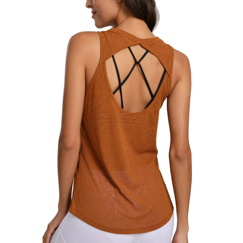 

Women's Summer Outdoor Moisture Wicking Strappy Open Back Lightweight Sweat Performance Tank Tops
