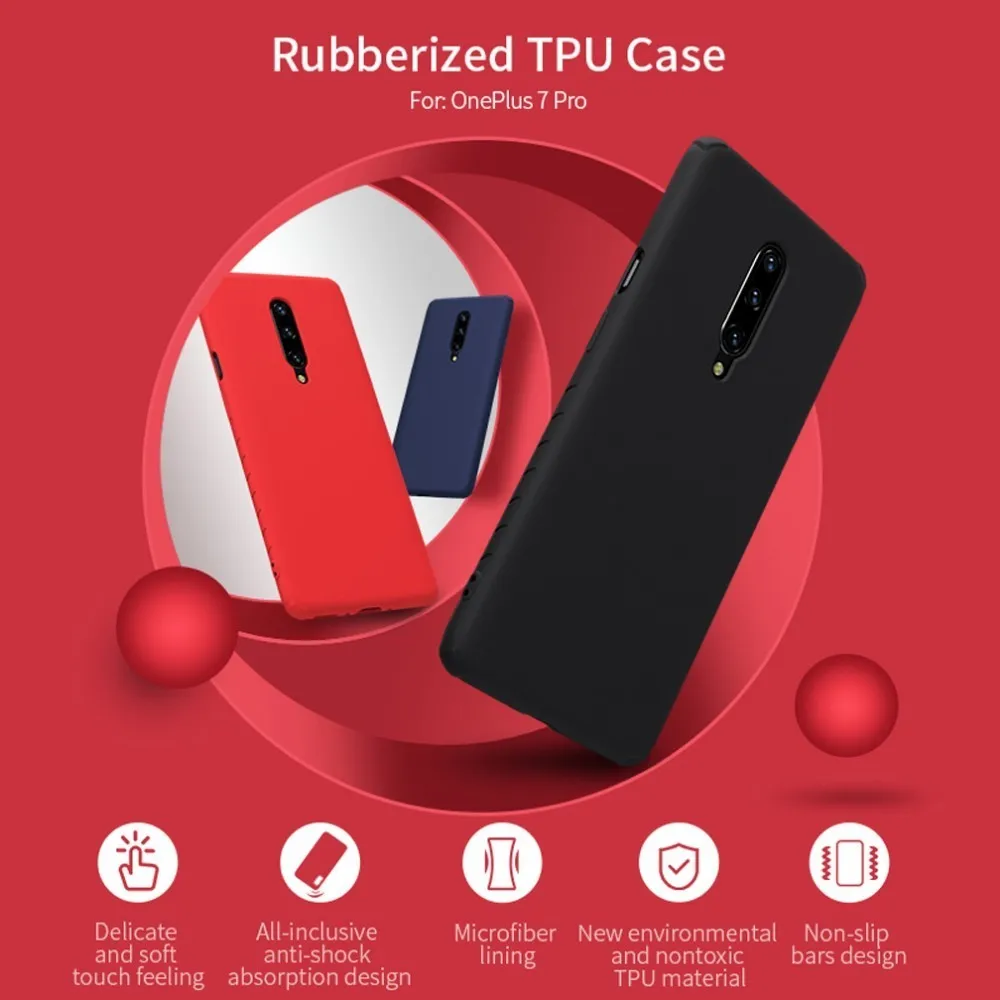 NILLKIN Rubber Wrapped Protective Case For OnePlus 7 Pro Slim Soft Liquid Silicone Shockproof Phone Bag |
