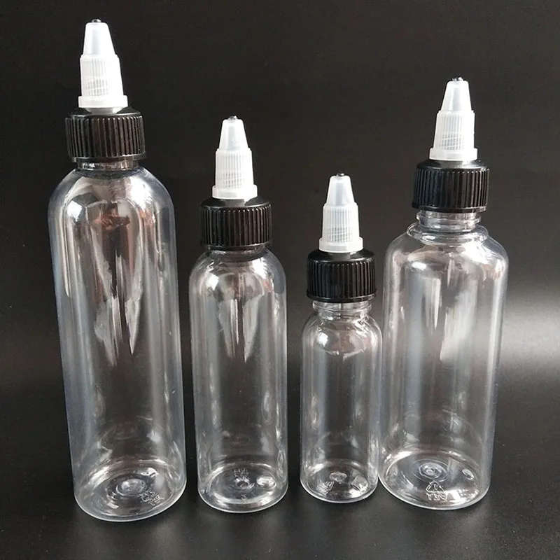 50pcs Empty Twist off Cap Bottle 30ml 60ml 100ml 120ml PET Dropper Bottles With Twist off Cap For E Liquid vape juice