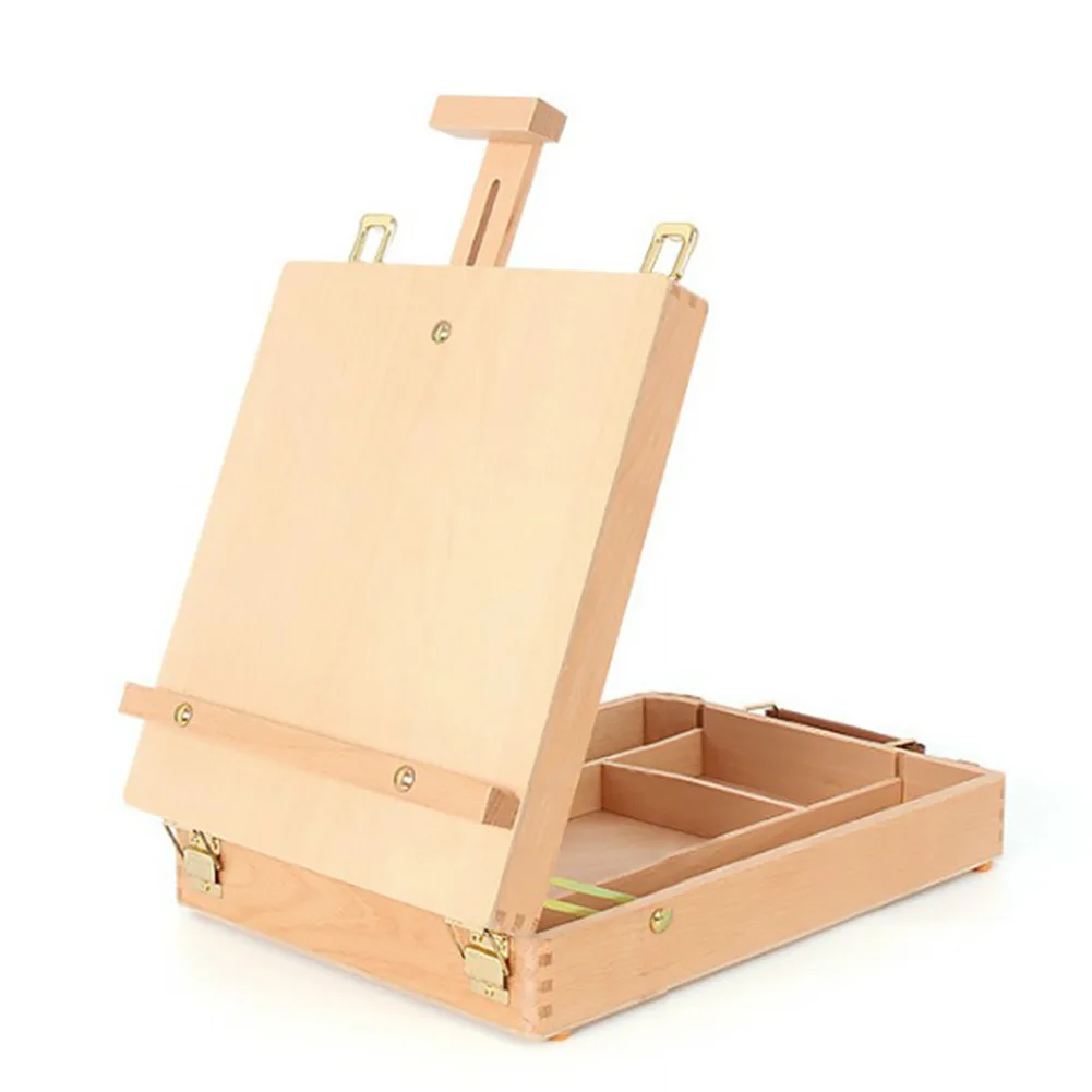 

Artist Wooden Table Easels Case Suitcase Paint Palette Adjustable Sketchbox Art Hardware Accessories Portable Desktop Large