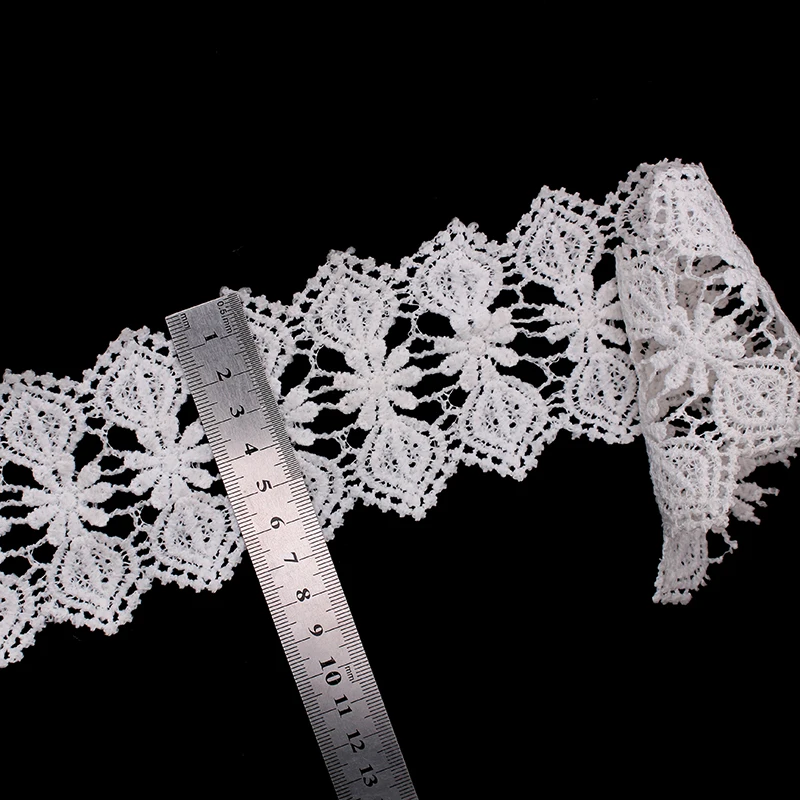 Buena Suerte 7 см белый/черный цветок кружевная лента с вышивкой ткань для свадебного платья украшения DIY Швейные аксессуары TM068