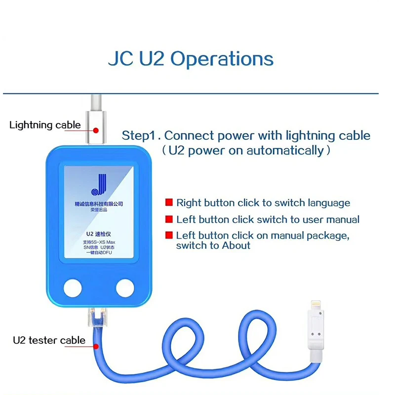  JC U2 Tristar Tester Fast Detector for iPhone U2 Charge IC Fault Fast Tester SN Serial Number Fast 
