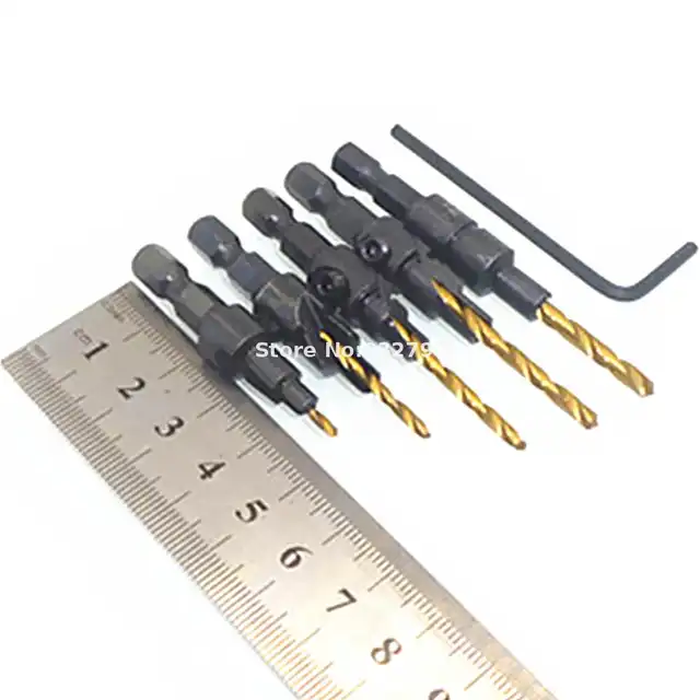 Online 5pcs Countersink Drill Bit Quick Change Counter Sink Hex Placeholder 5pcs Countersink Drill Bit Quick Change Counter Sink Hex Shank Bore Bits 5 6