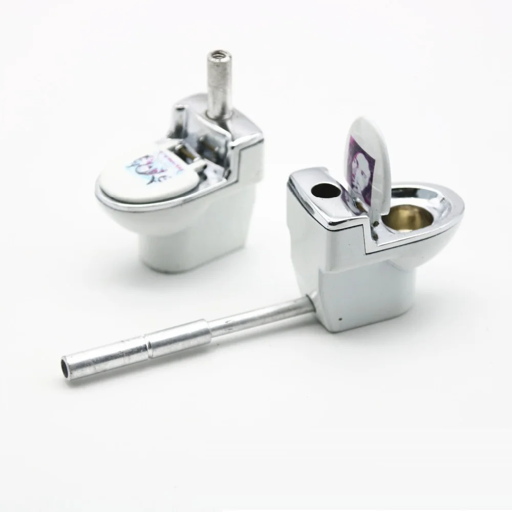 1pc Metal Toilet Smoking Pipe Portable Creative Herb grinder Tobacco