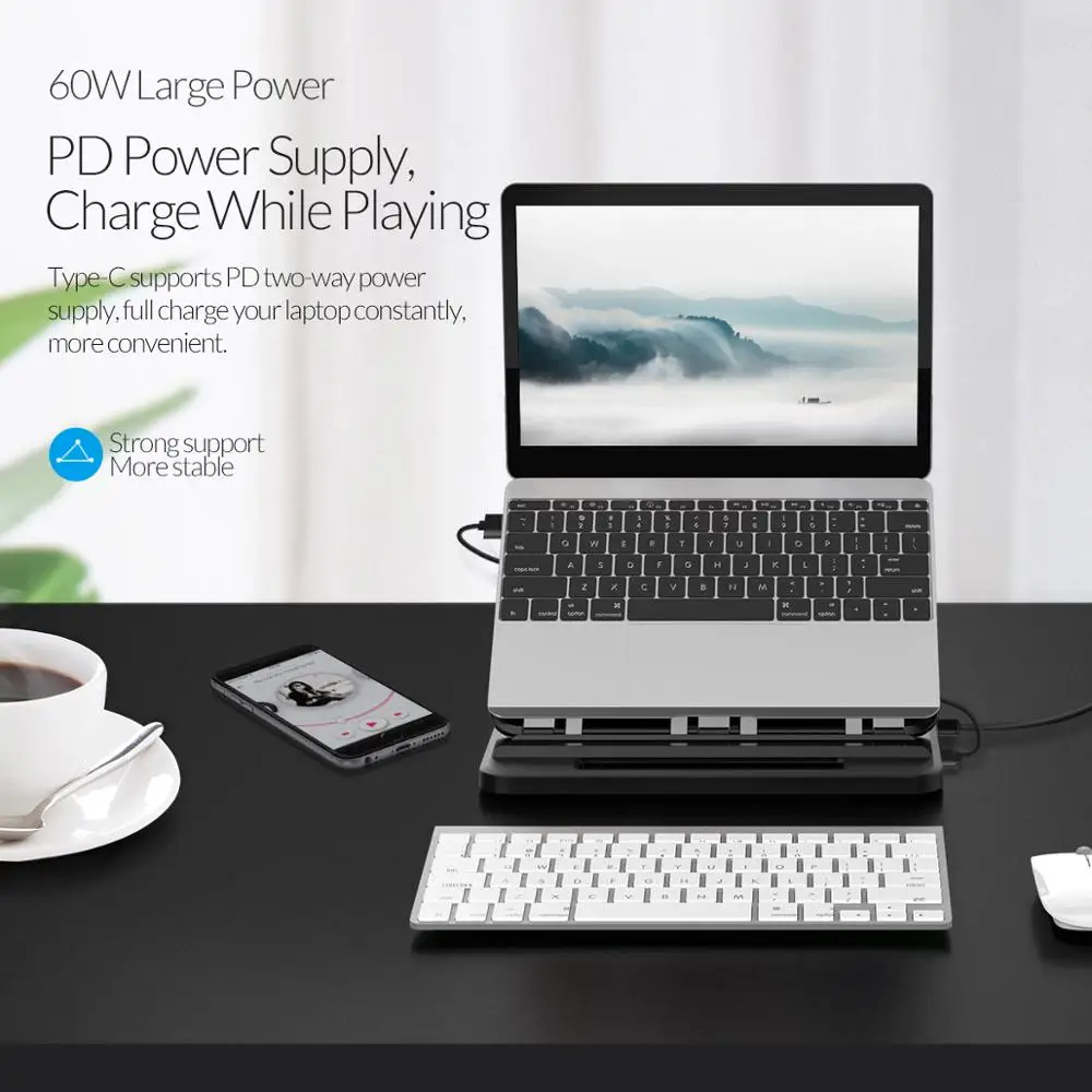  ORICO Universal Tablet Laptop Holder Stand 3 Ports USB3.0 Docking Station with Holder PD Charging F