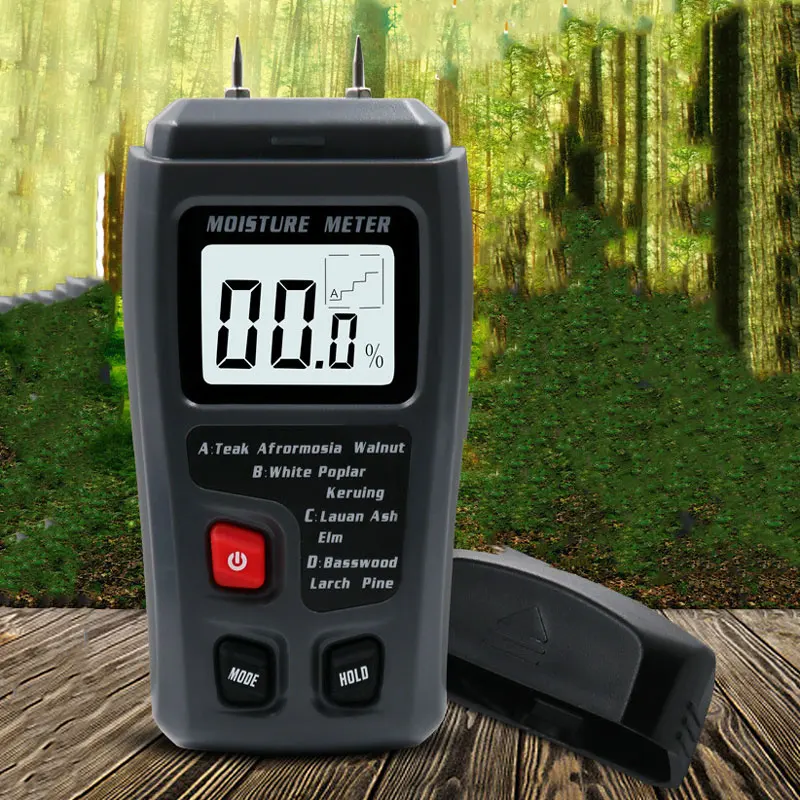 0-99.9% Two Pins Digital Wood Moisture Meter Wood Humidity Tester Hygrometer Timber Damp Detector Large LCD Display