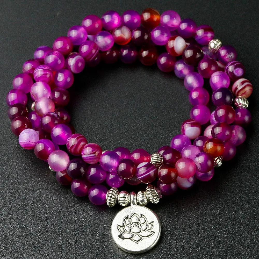 2019 New Fashion High Quality 6mm Rose Line Onyx Stone Beaded Bracelet Women Strand Bracelets Buddha Energy Yoga Jewelry