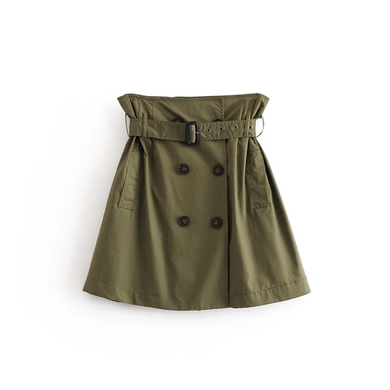 Сафари Стиль Лето Новое поступление юбка для женщин тонкий сплошной цвет зонтик юбка модная мини юбка с поясом
